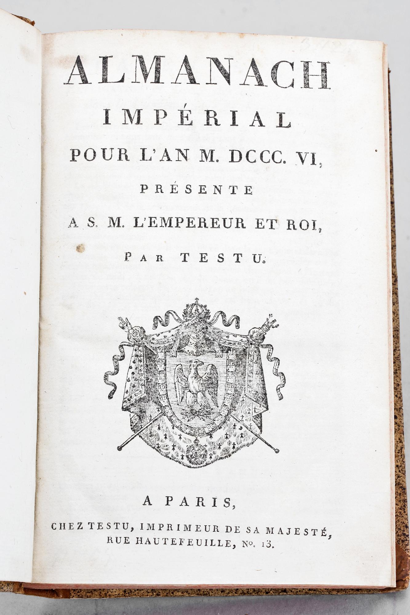 BOK, "Almanach Impérial" Paris 1806.