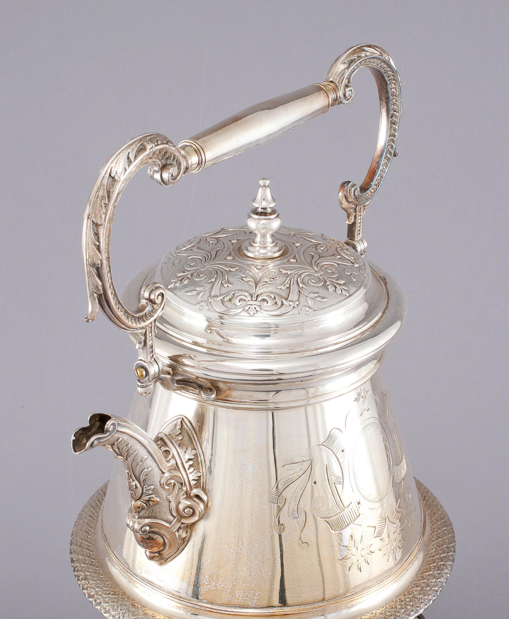 SAMOVAR, nysilver, omkring sekelskiftet 1900.