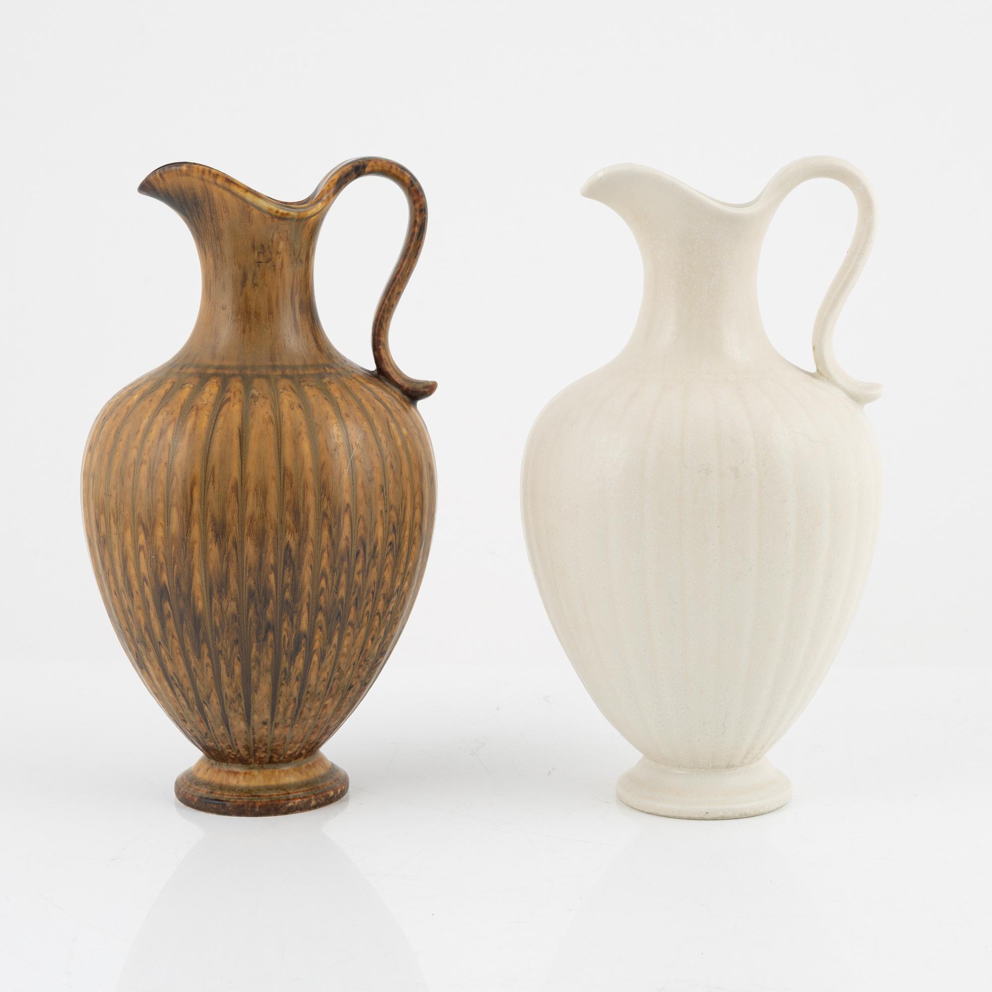 Gunnar Nylund, a set of two stoneware jugs, Rörstrand Sweden.