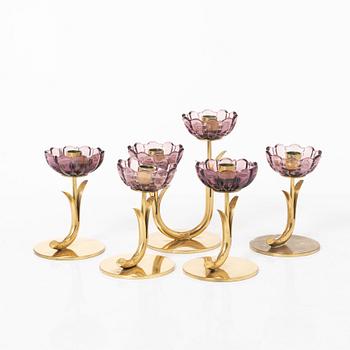 Gunnar Ander, candle holders 7 pcs, Ystad Metall. 20th century, second half.