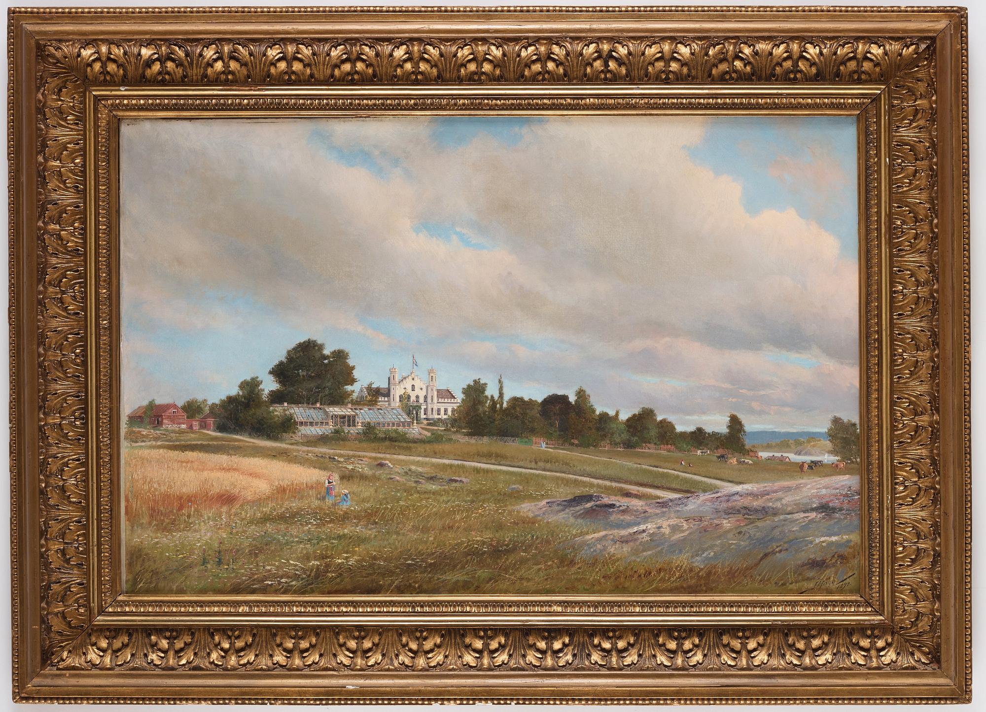 Jacob Hägg, Ståthöga herrgård i sommarsol.