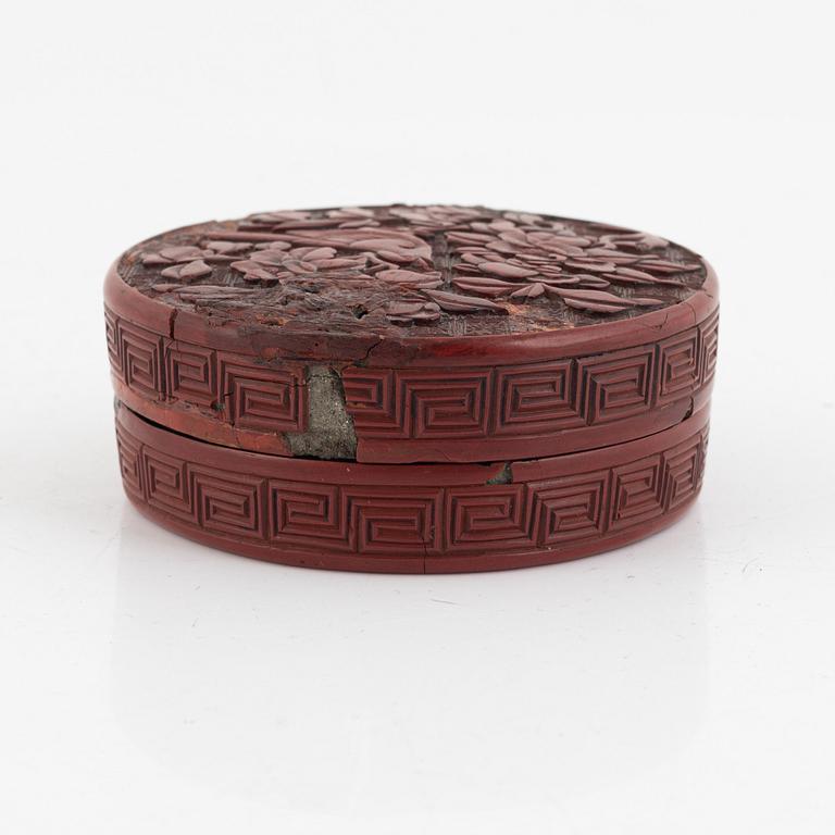 A lacquer ware box, China, late Qing dynasty.