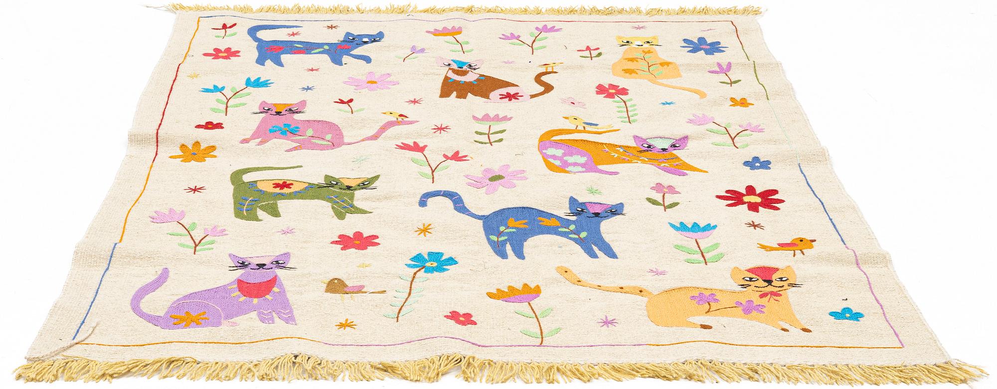A hand-embroidered Kelim rug, c. 205 x 150 cm.