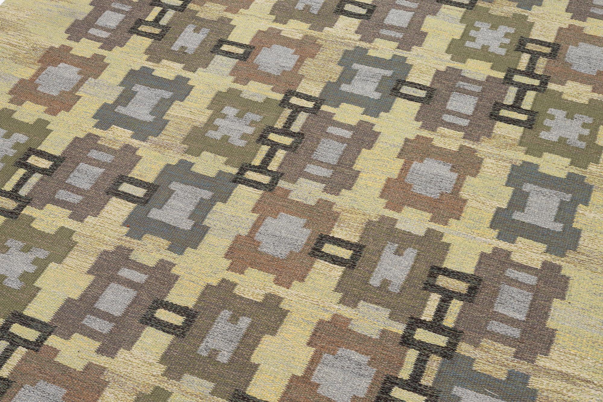 Judith Johansson, a carpet, 'Squares', flat weave, c. 286 x 200 cm, signed JJ.