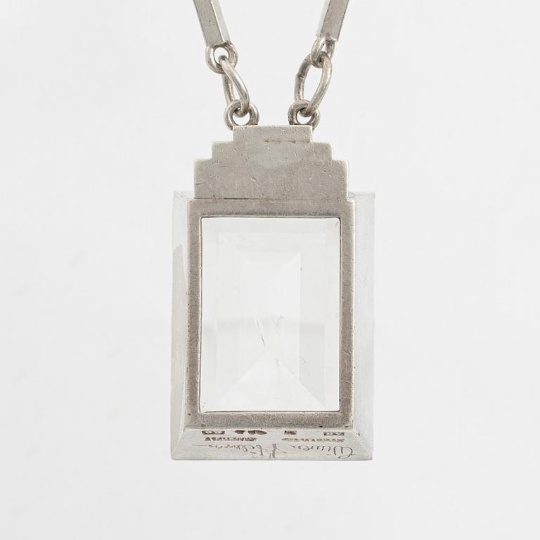 Wiwen Nilsson, a sterling silver necklace with a rock crystal pendant, Lund 1943.