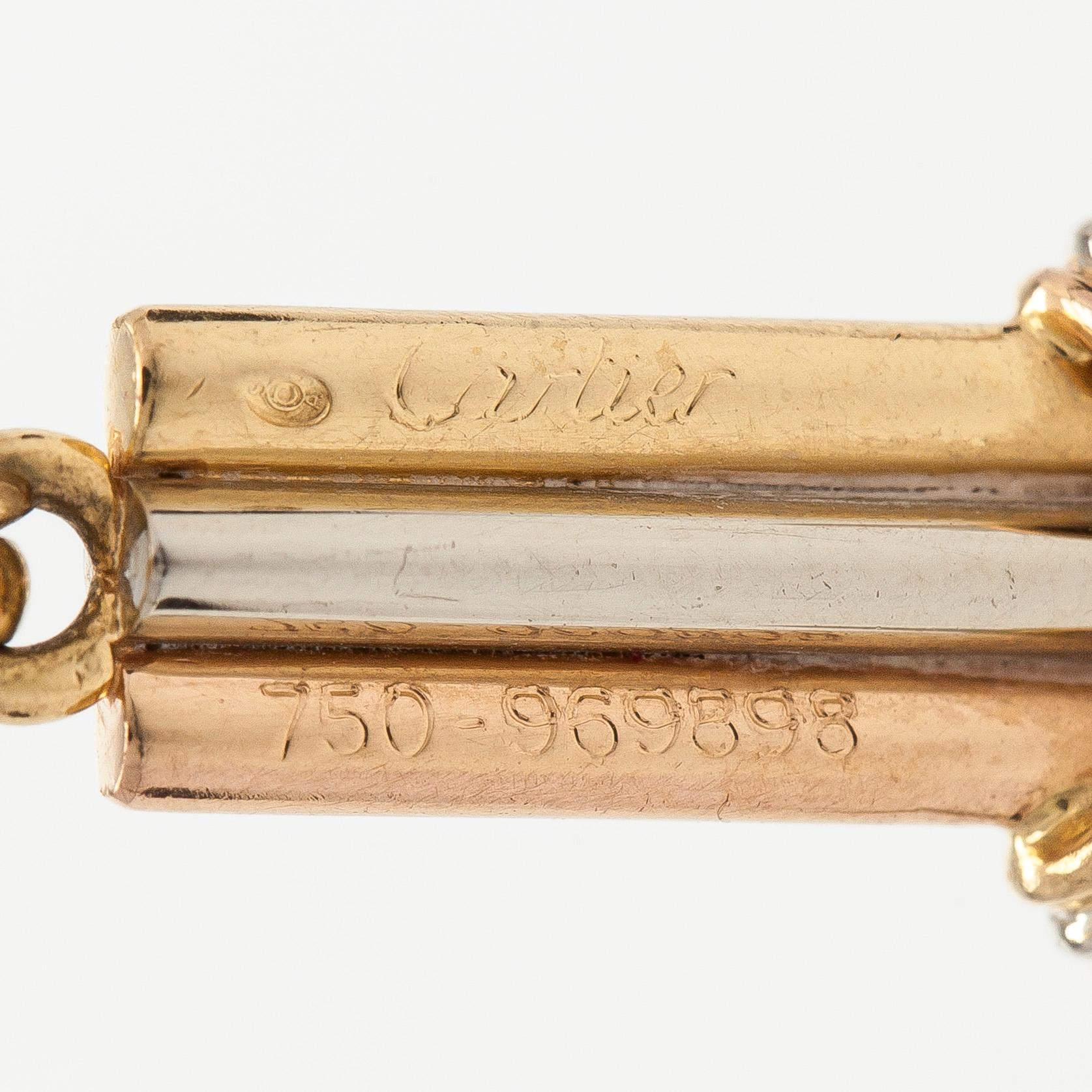 Cartier, kaulaketju riipuksella, risti "Trinity", 18K kolmiväri kulta.