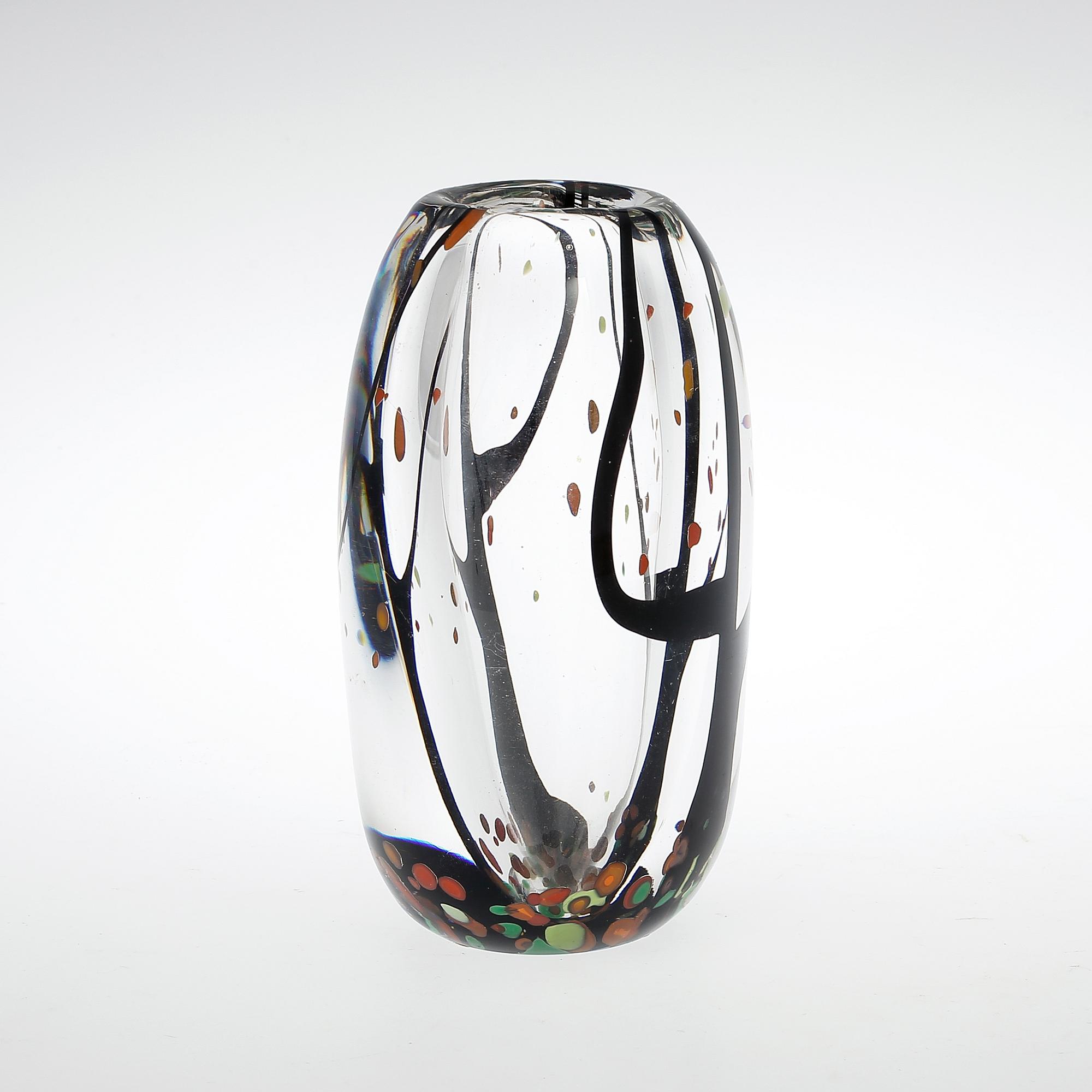 VAS, glas, Vicke Lindstrand, Kosta, ej signerad, etikettmärkt.