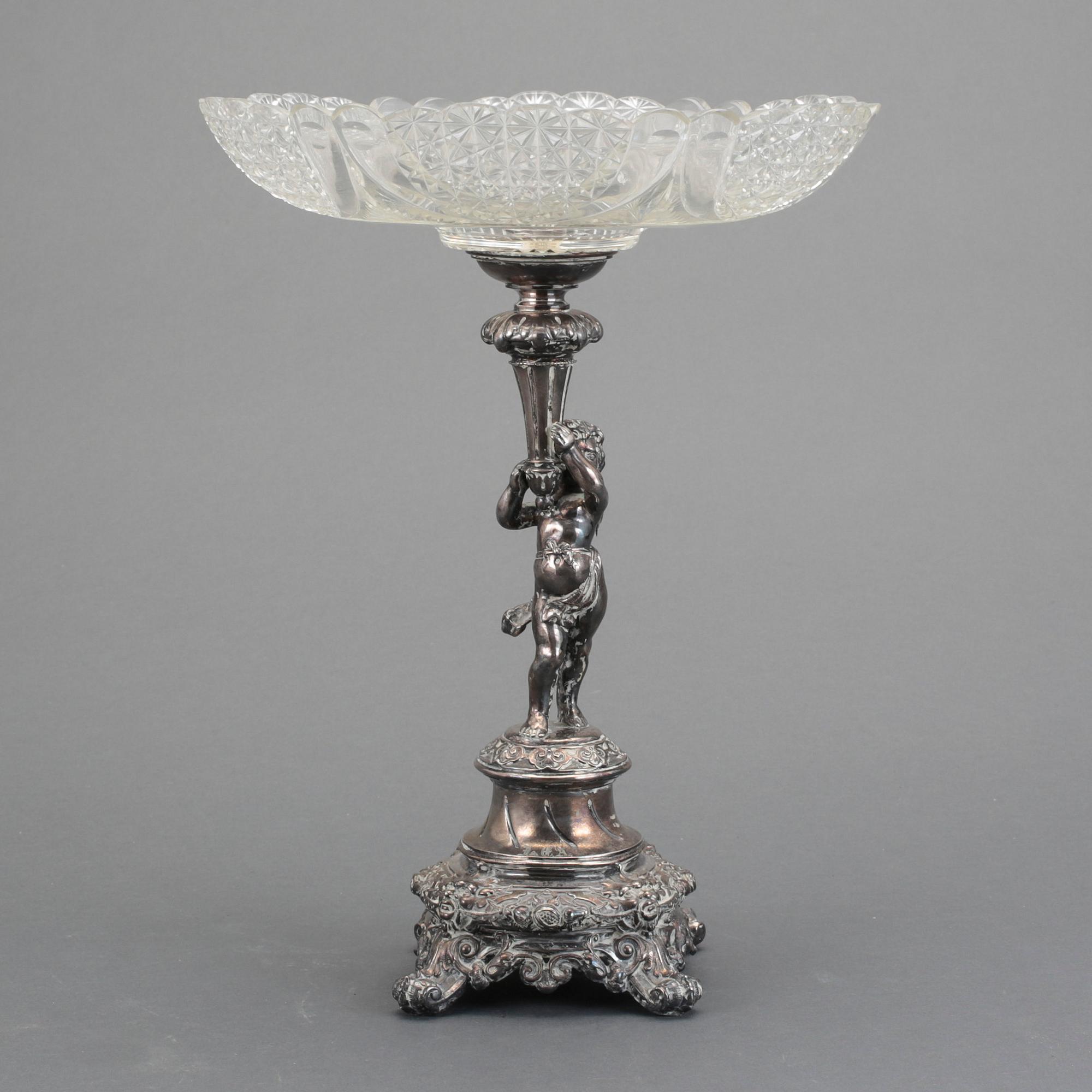 UPPSATSSKÅL, silver och glas, Finland 1890. Vikt ca 1700 g.
