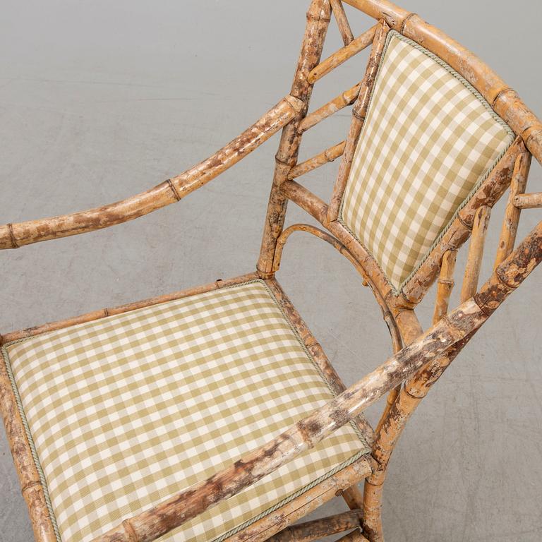 A set of sofa, table and armchairs, bamboo, first part of the 20th century.