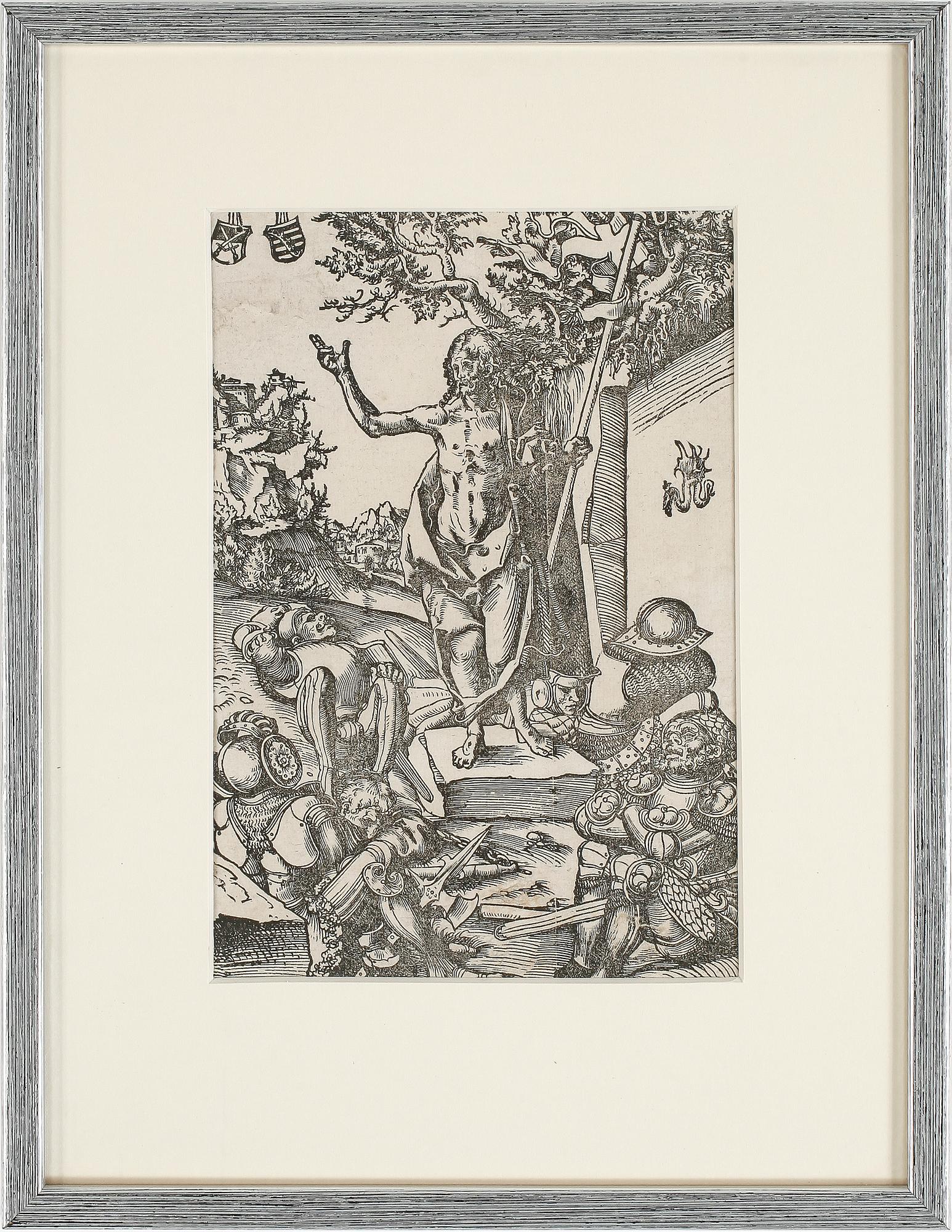 LUCAS CRANACH D.Ä., träsnitt, avdrag troligen 1500-tal. Samlarstämpel a tergo.