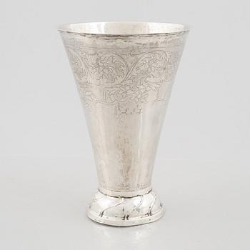 A silver beaker by Christopher Nordin, Hudiksvall 1827.