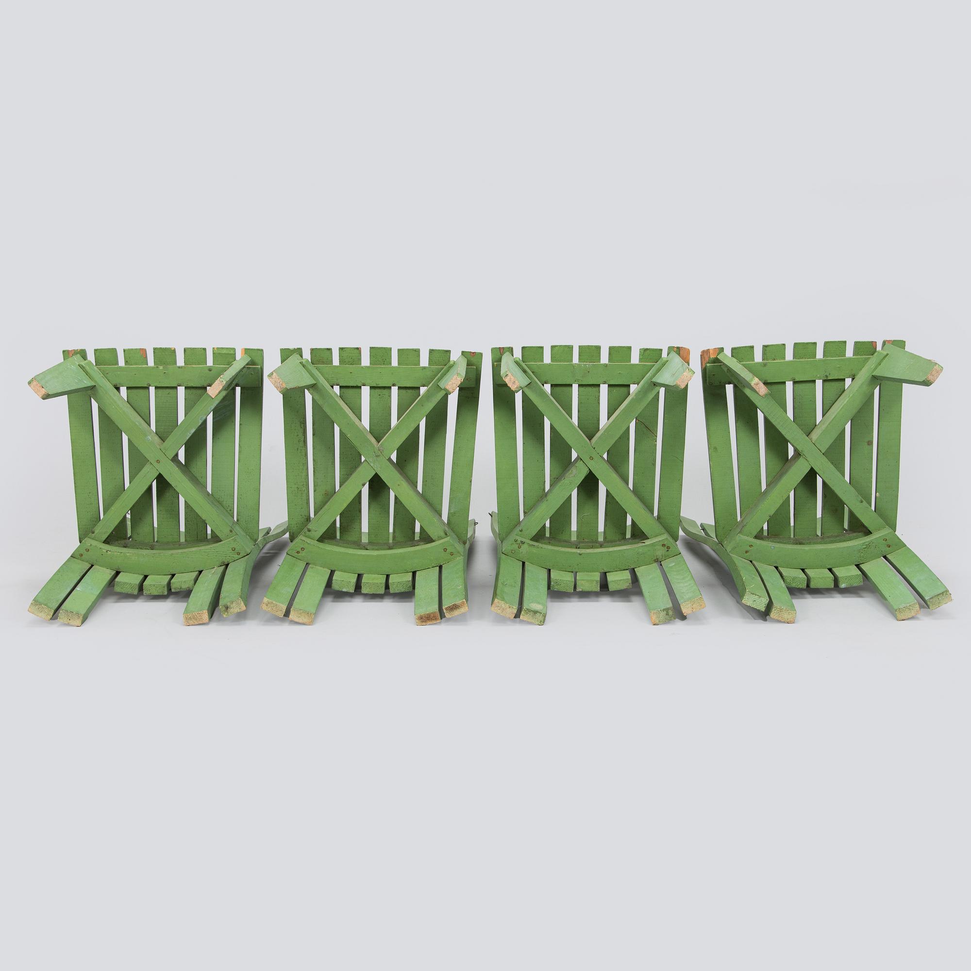 Alvar & Aino Aalto, Four early 1950s 'Aurinko' (Sun-serial) garden chairs, model 910  for O.Y. Huonekalu- ja Rakennustyötehdas A.B.