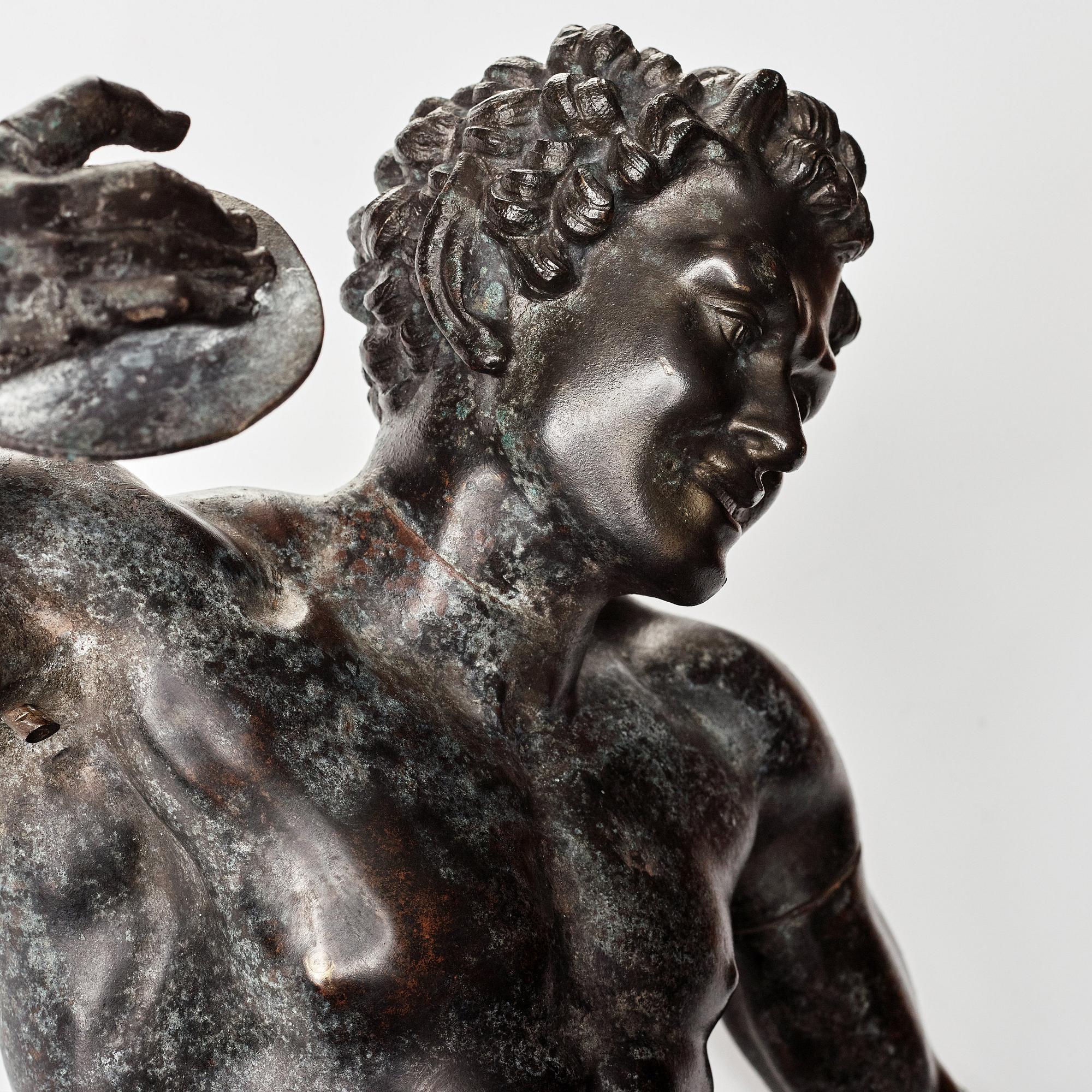 SCULPTURE, probably Italy 18th Century. Satyr with cymbals.