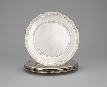 184. Six Swedish silver plates, maker´s mark C.G. Hallberg, Stockholm 1933-43.