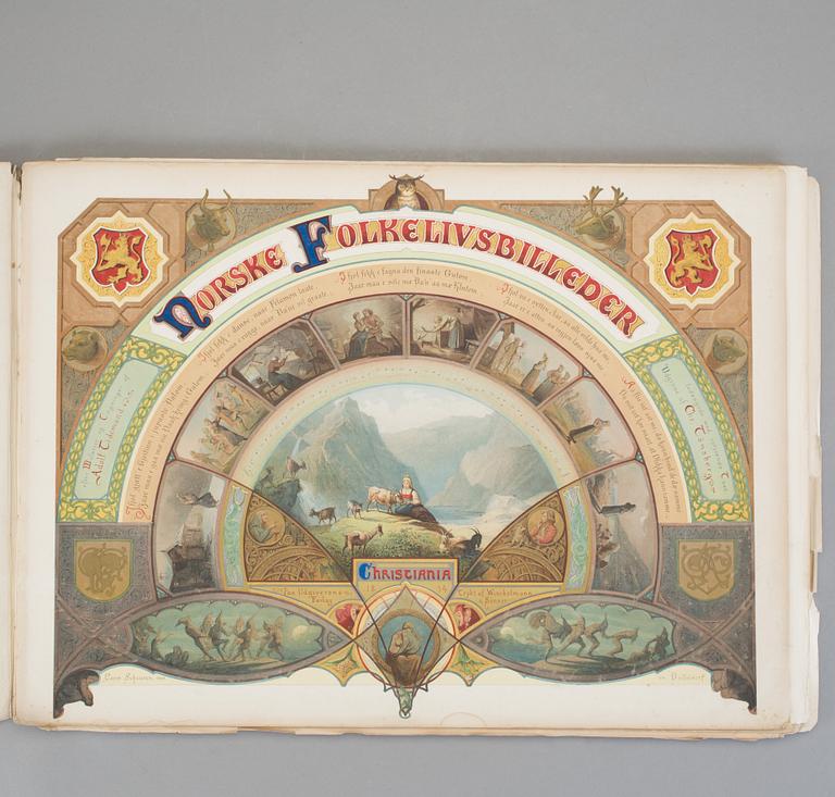 BOK, "Norske folkelivsbilleder" Efter Malerier og Tegninger af Adolph Tidemand, Christian Törnsberg, Christiania, 1854.