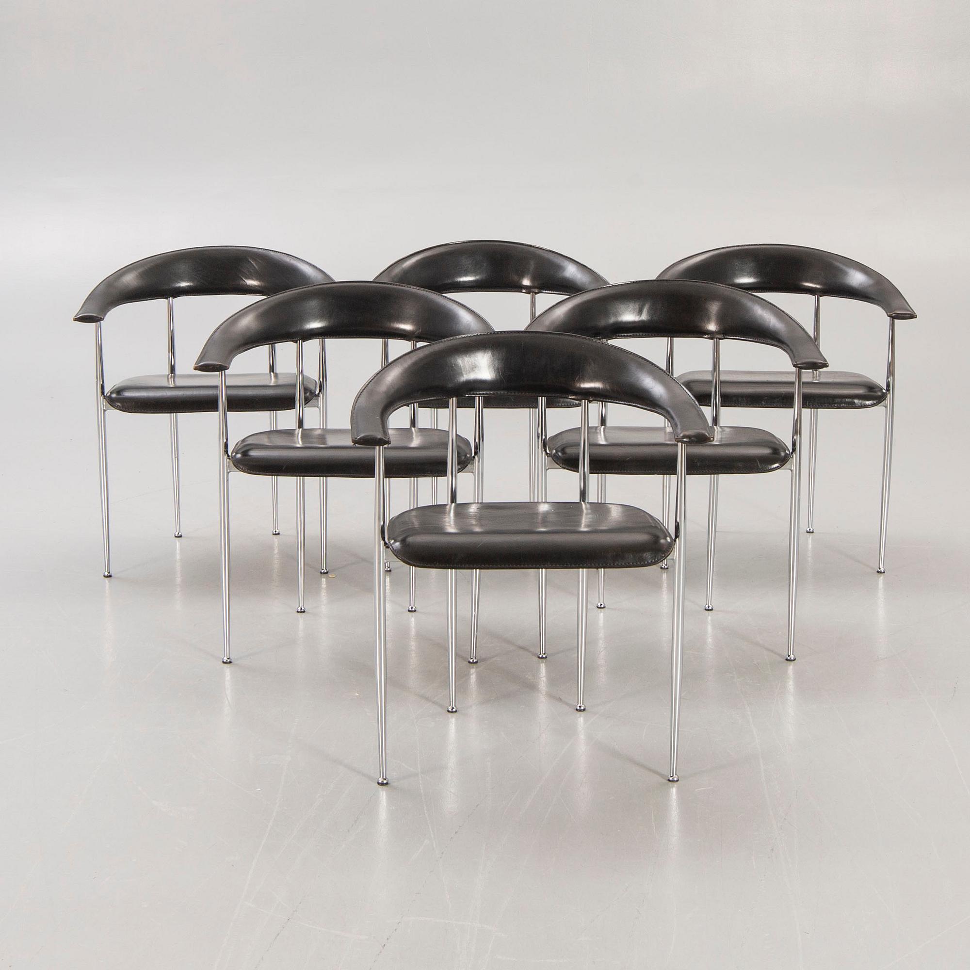 Giancarlo Vegni & Gianfranco Gualtierotti, a set of six armchairs for Fasem in the latter part of the 20th century.