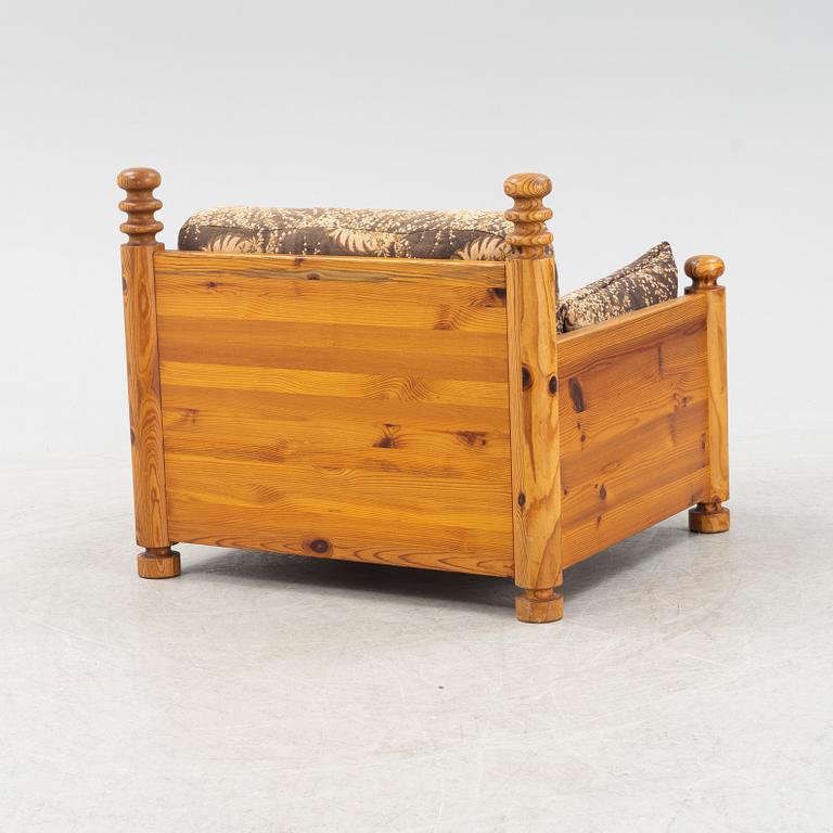 A pine easy chair by Uno & Östen Kristiansson, Luxus, 1970s.