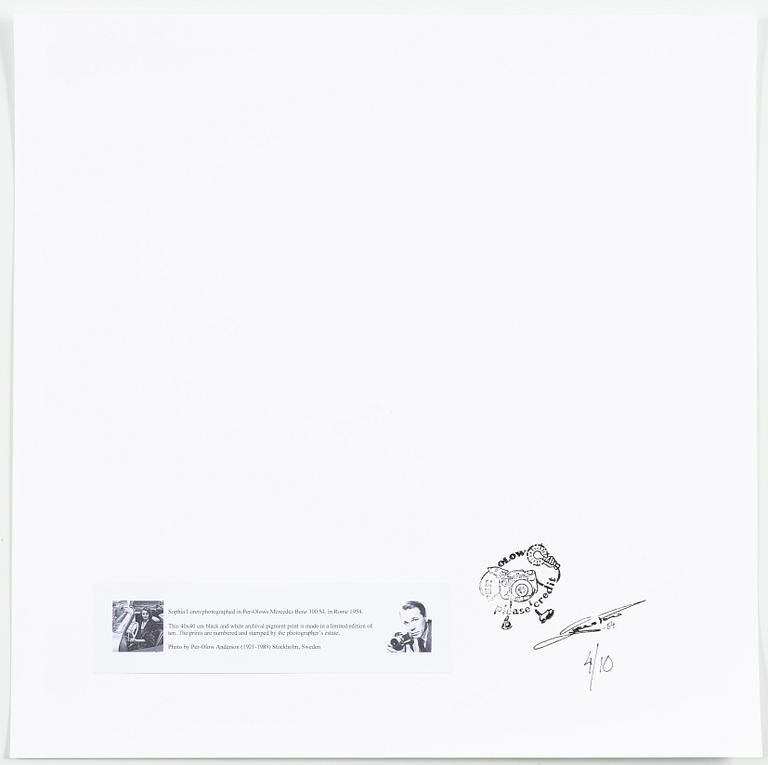 Per-Olow Anderson, "Sophia Loren photographed in Per-Olow's Mercedes Benz 300 in SL Rome 1954".