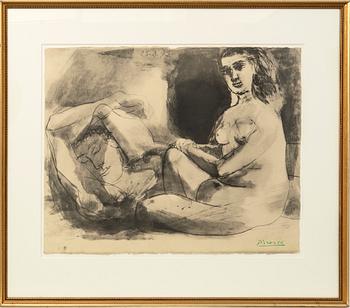 Pablo Picasso, after, "Homme couché et femme assise", from The Double Flute, 1967.