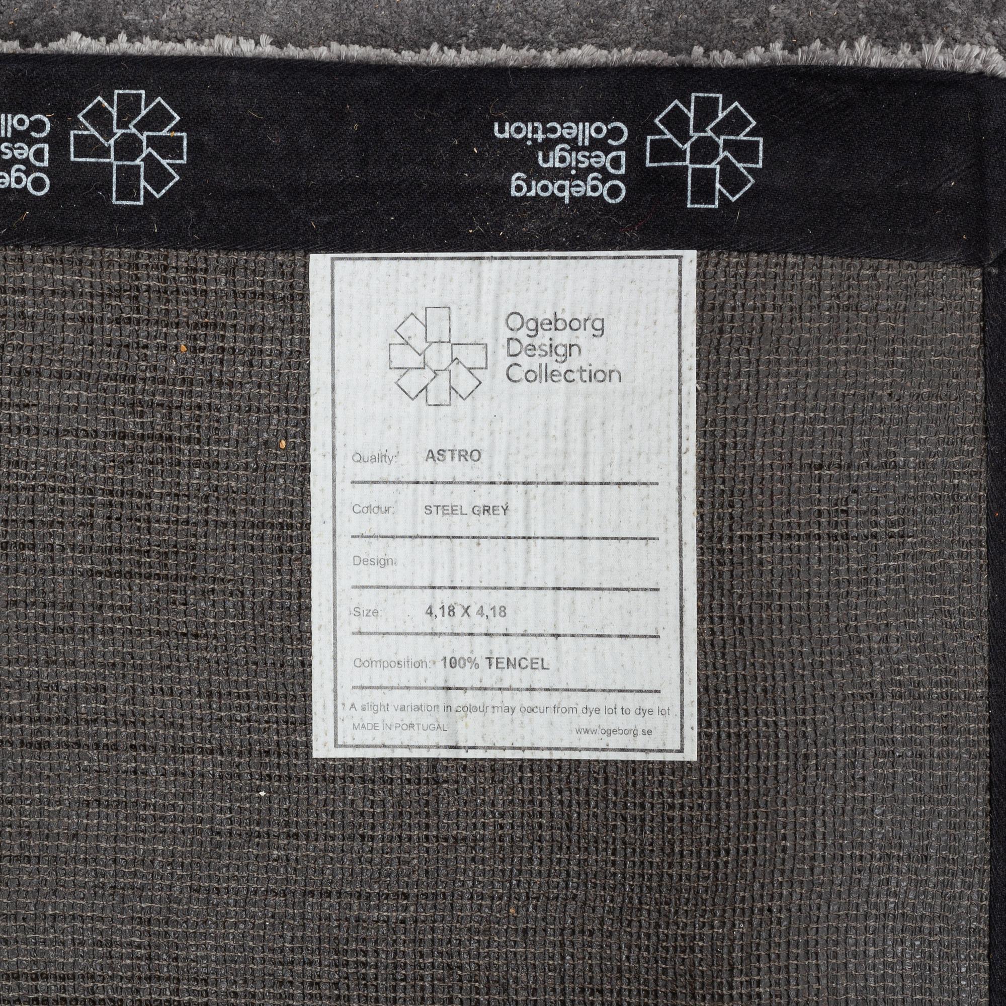 Rug, Ogeborg Design Collection, "Astro", grey, 420 x 420 cm.