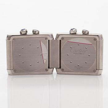 Cartier, pöytäkello, Cartier Tank Francaise Dual-Time, 35 x 41 (82) mm.