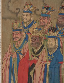 A Daoist painting of the lords and officials of hell by an anonymous artist, Qing dynasty, 18th/19th century.