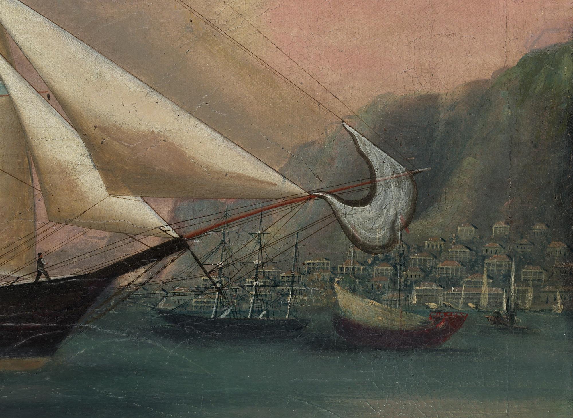 OLJEMÅLNING, duk lagd på pannå. Okänd mästare, 1800-tal.