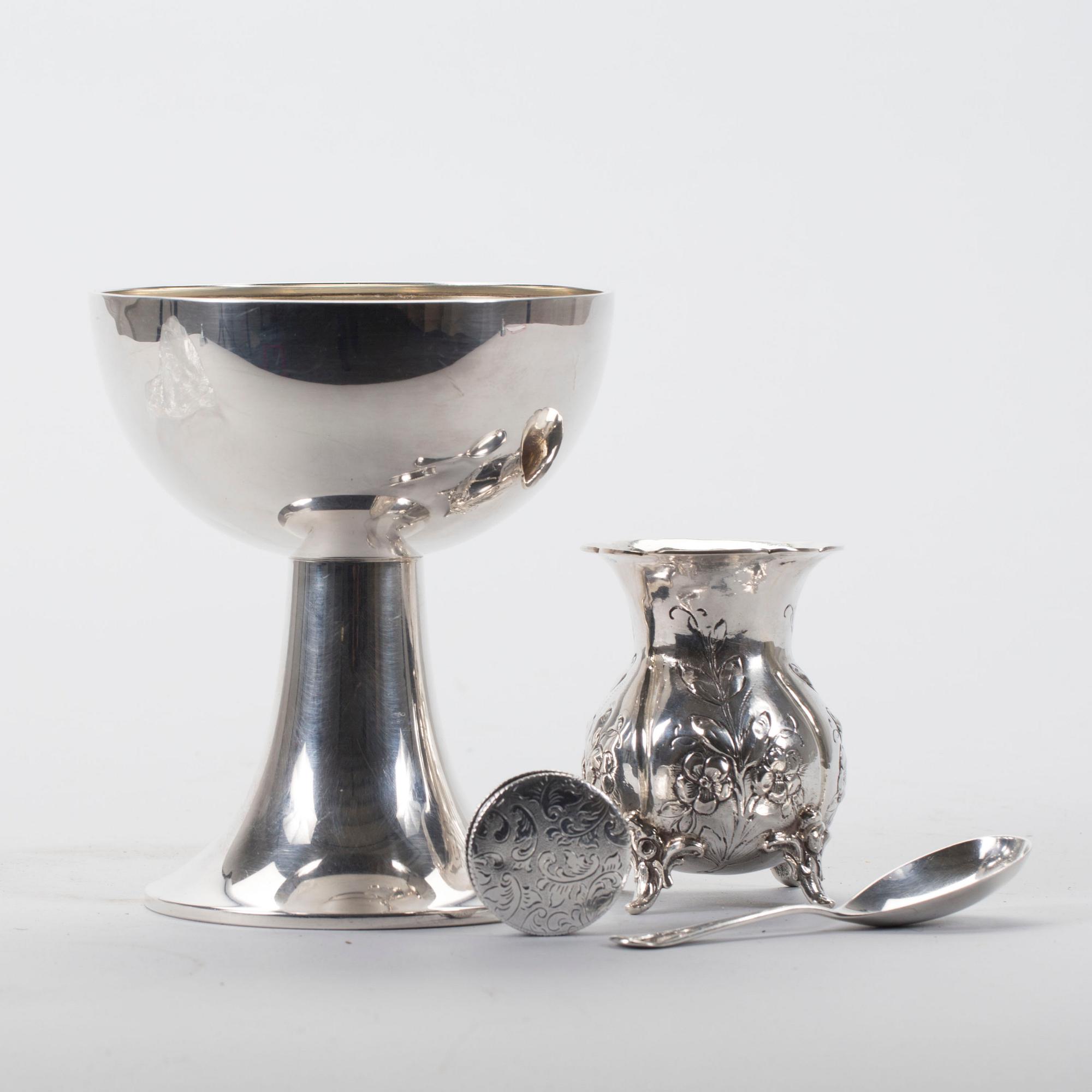 PARTI SILVER, 4 delar, bl.a G.A.B 1928, div svenska importsämplar. Ca 290 g.
