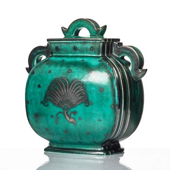 Wilhelm Kåge, a stoneware 'Argenta' urn with cover, model 935, Gustavsberg, Sweden, 1934.