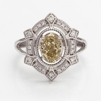 Sormus, 14K valkokultaa, timantteja n. 1.71 ct yht.
