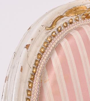SOFFA samt STOLAR, ett par, gustaviansk stil, 1900-talets första del.