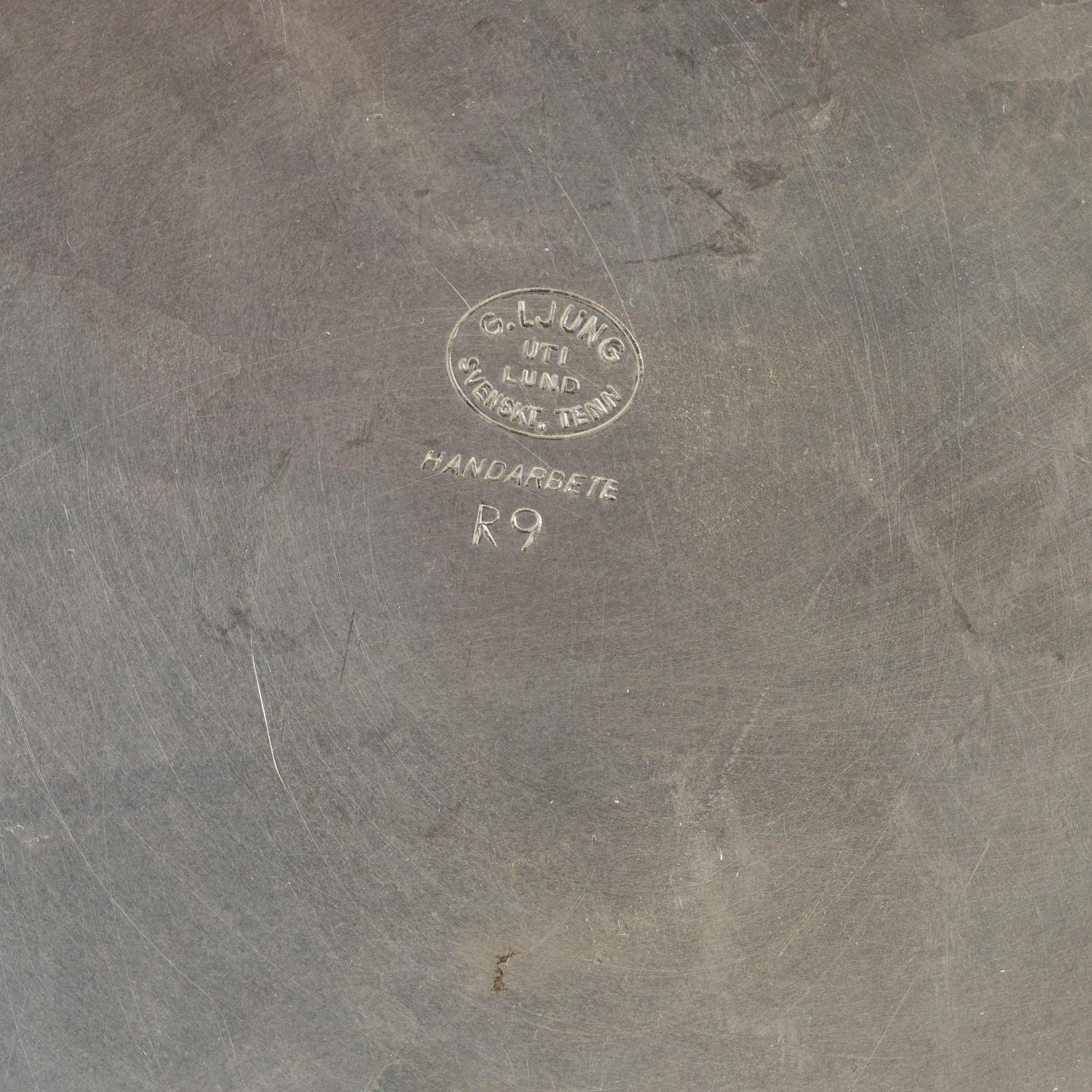 Five pewter dishes, second half of the 19th century and 20th century.