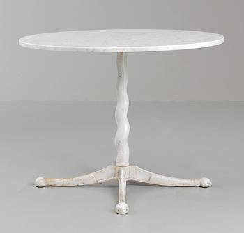A cast iron and marble top garden table, Firma Svenskt Tenn, 1930's-40's.