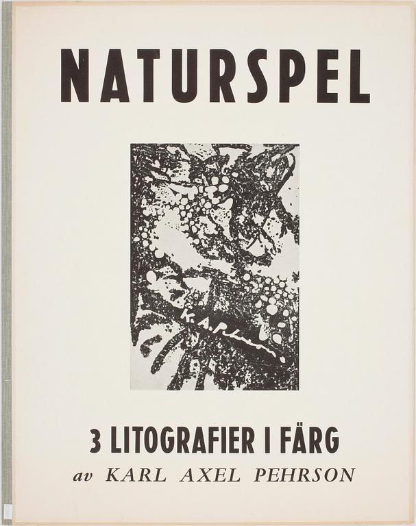 KARL AXEL PEHRSON, mapp med 10 färglitografier, "Naturspel", sign o numr.