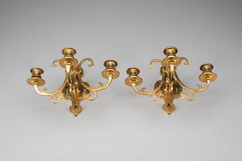 VÄGGAPPLIQUER, gulmetall, nyrenässansstil, 1900-tal.