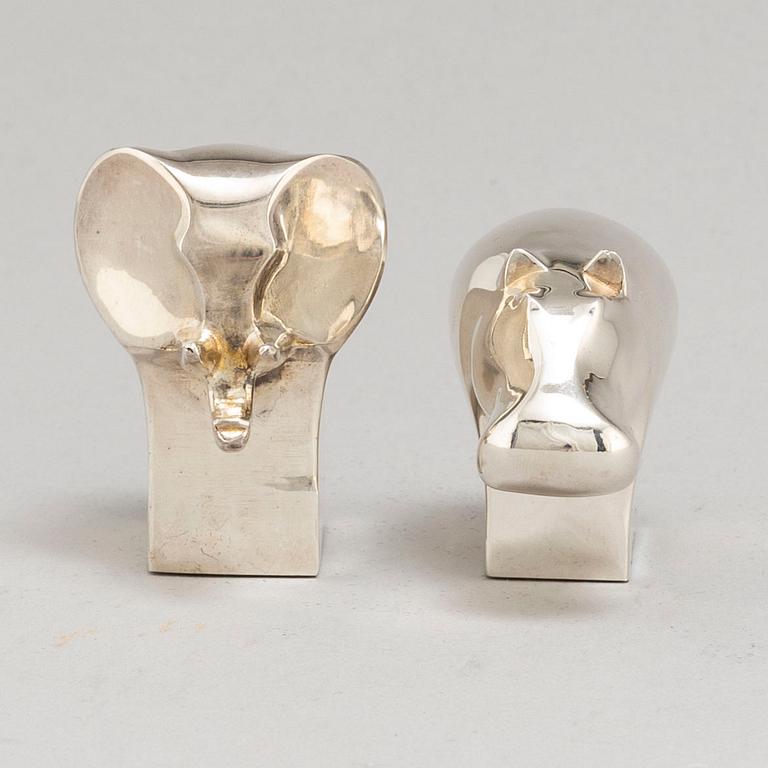 GUNNAR CYRÉN, two silverplated figurines, Danish design, Japan.