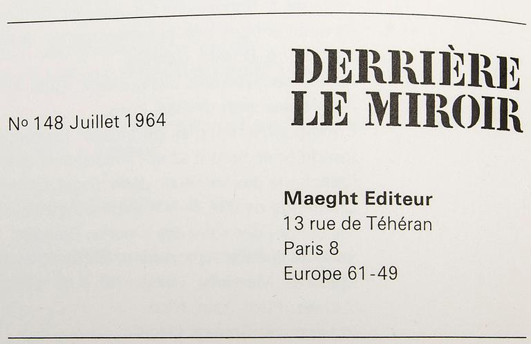Derrière le Miroir nr 148 1964, "Fondation Marguerite et Aimé Maeght a Saint Paul".