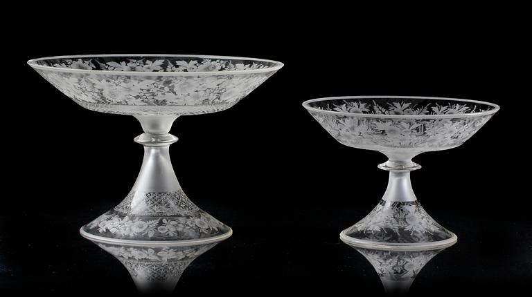 SKÅLAR PÅ FOT, glas, 1800-talets andra hälft.