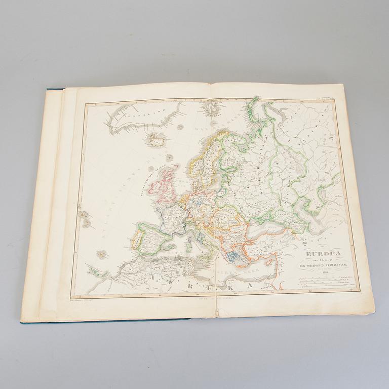 ATLAS, Stielers Handatlas (efter Adolf Stieler, 1775–1836). 95 kartor, tryckt 1860.