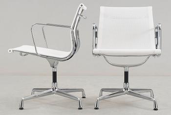 A pair of Charles & Ray Eames 'Aluminium Group, EA 107' armchairs, Vitra.