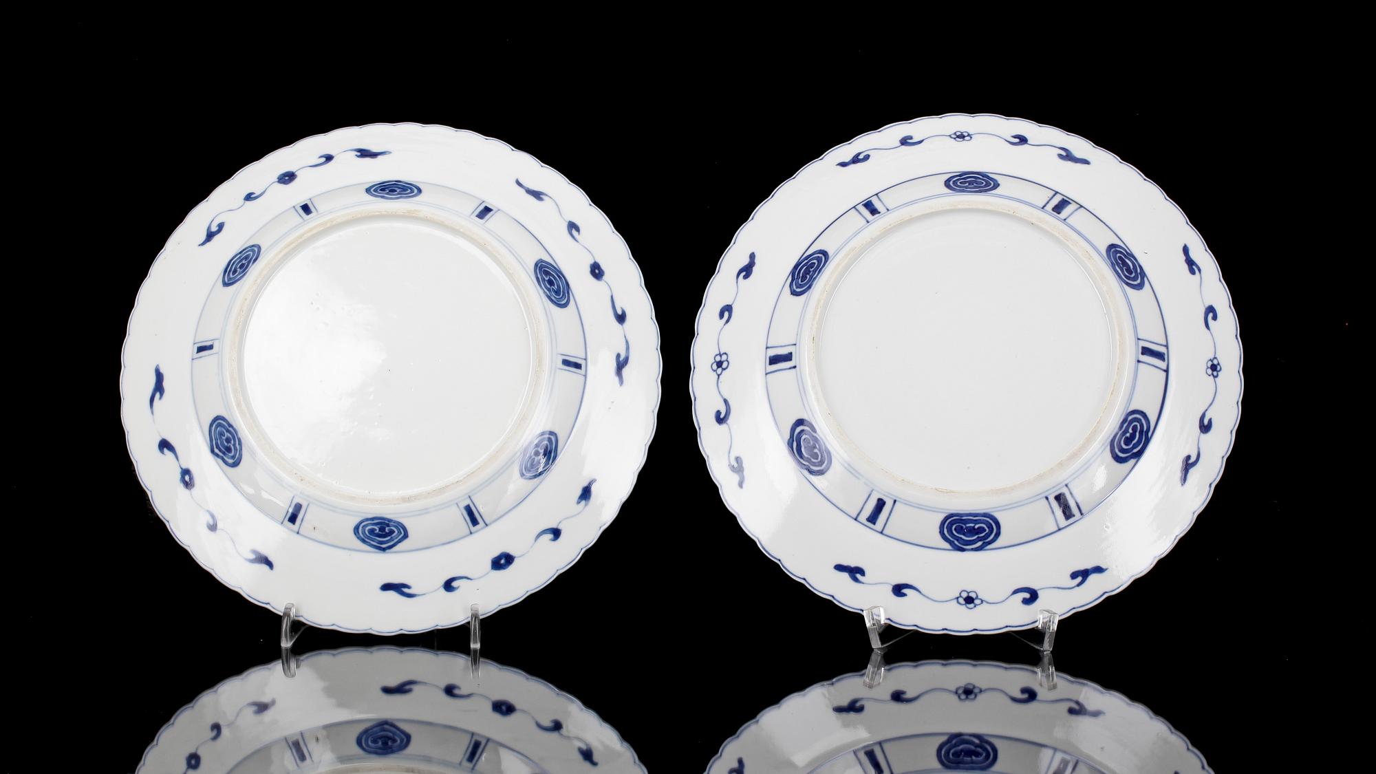 TALLRIKAR, ett par, porslin, Kina, kangxi, (1662-1722).