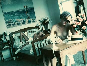 Helmut Newton, Bedroom scene, two blondes.