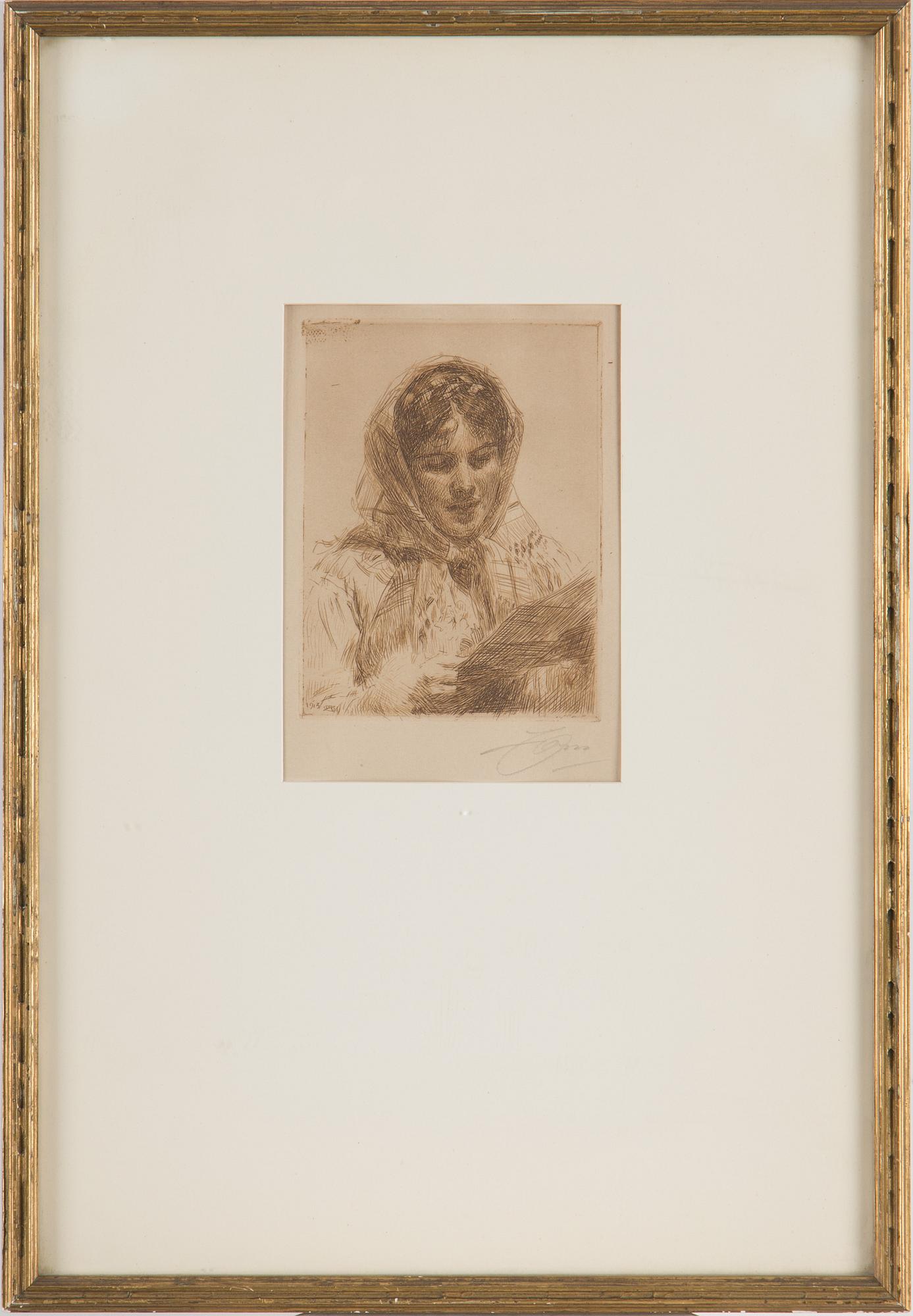 ANDERS ZORN, etching, 1913, signed in pencil.