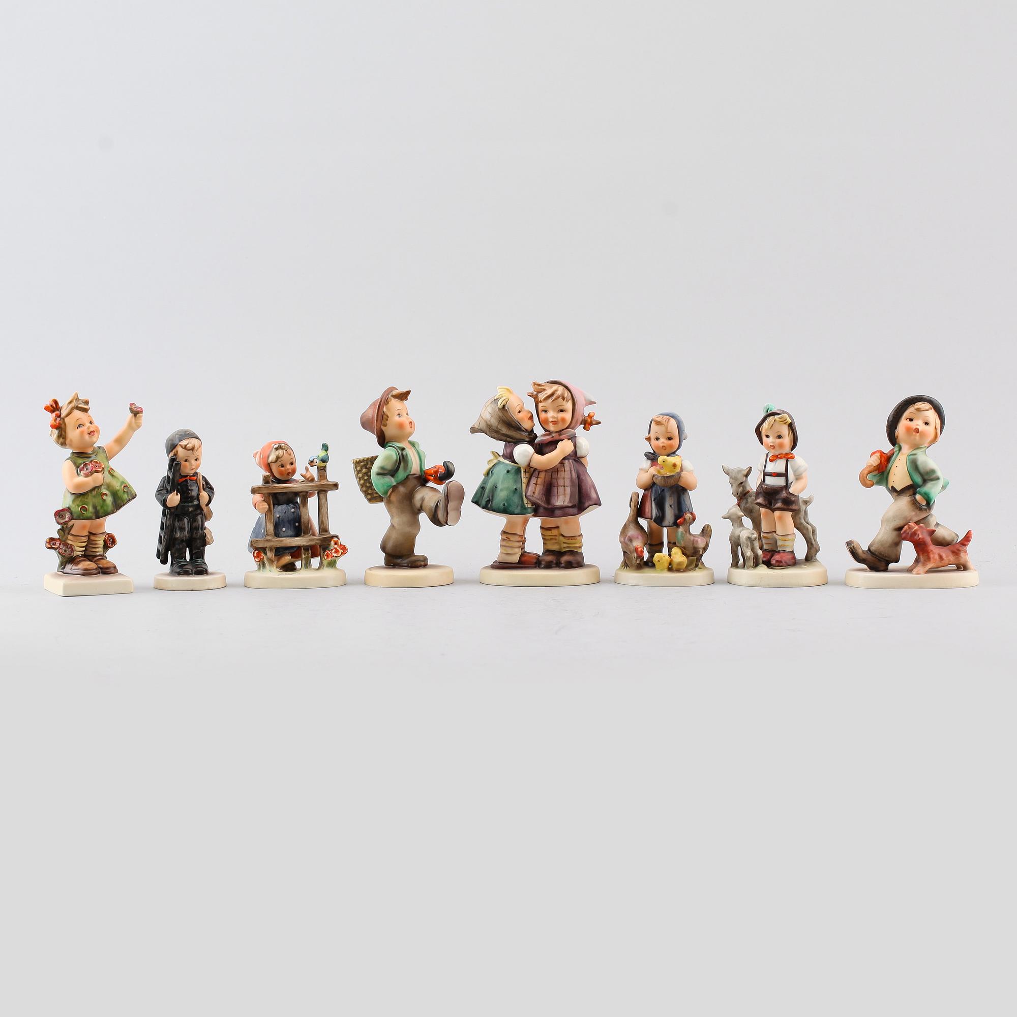 FIGURER, 8 st, porslin, MJ Hummel, Goebel, 1960-/70-tal.