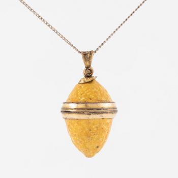Charm in the form of a lemon with yellow enamel.