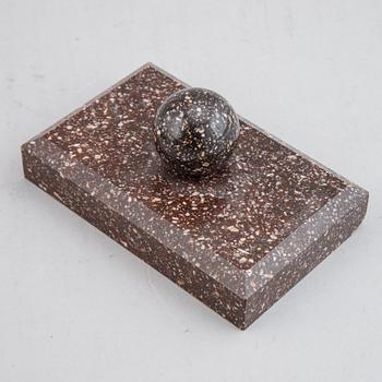 porphyry and marble paper weight.
