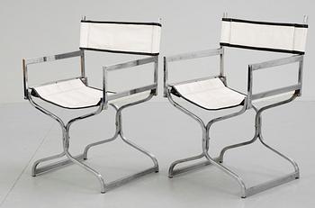 151. A pair of chromed steel and artificial leather folding chairs, second half of 20th Century.