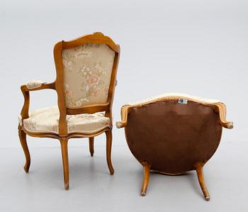 KARMSTOLAR, 1 par, rokokostil, 1900-talets mitt.