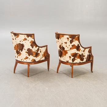 A pair of mahogany armchairs early 1900s.