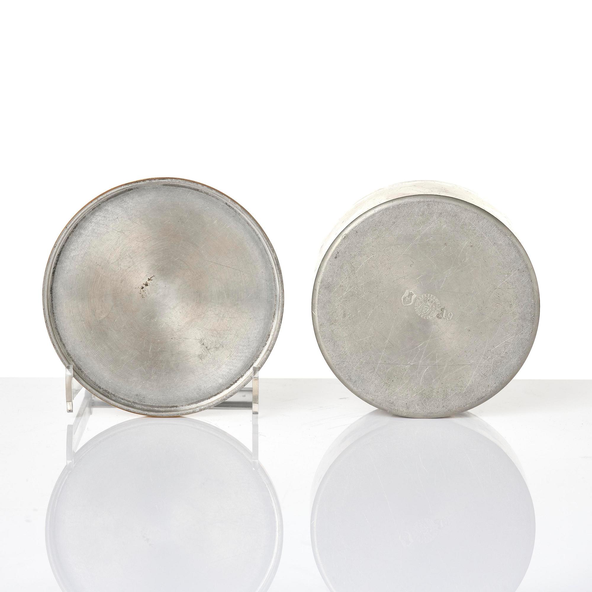 Björn Trägårdh, a pewter and brass lidded jar, Firma Svenskt Tenn, Stockholm, 1951.